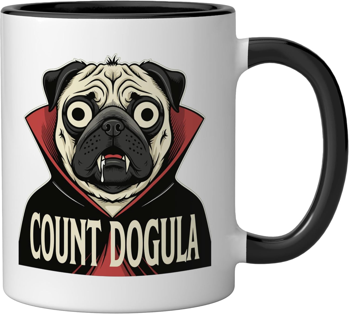 Taza Cerámica Perro Pug Halloween Negro/Blanco
