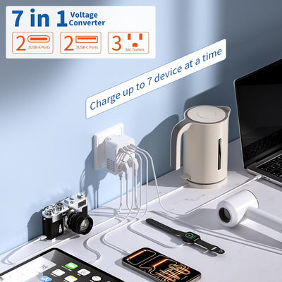 Convertidor voltaje 220V a 110V 2 USB-C PD20W viaje