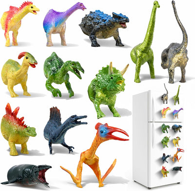Imanes de dinosaurio 3D para refrigerador, paquete de 12