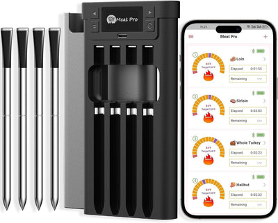 Termómetro inalámbrico carne digital 4 sondas parrilla