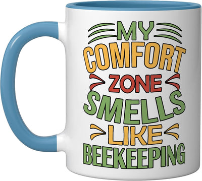 Taza Cerámica Humorística para Apicultura Azul/Blanco