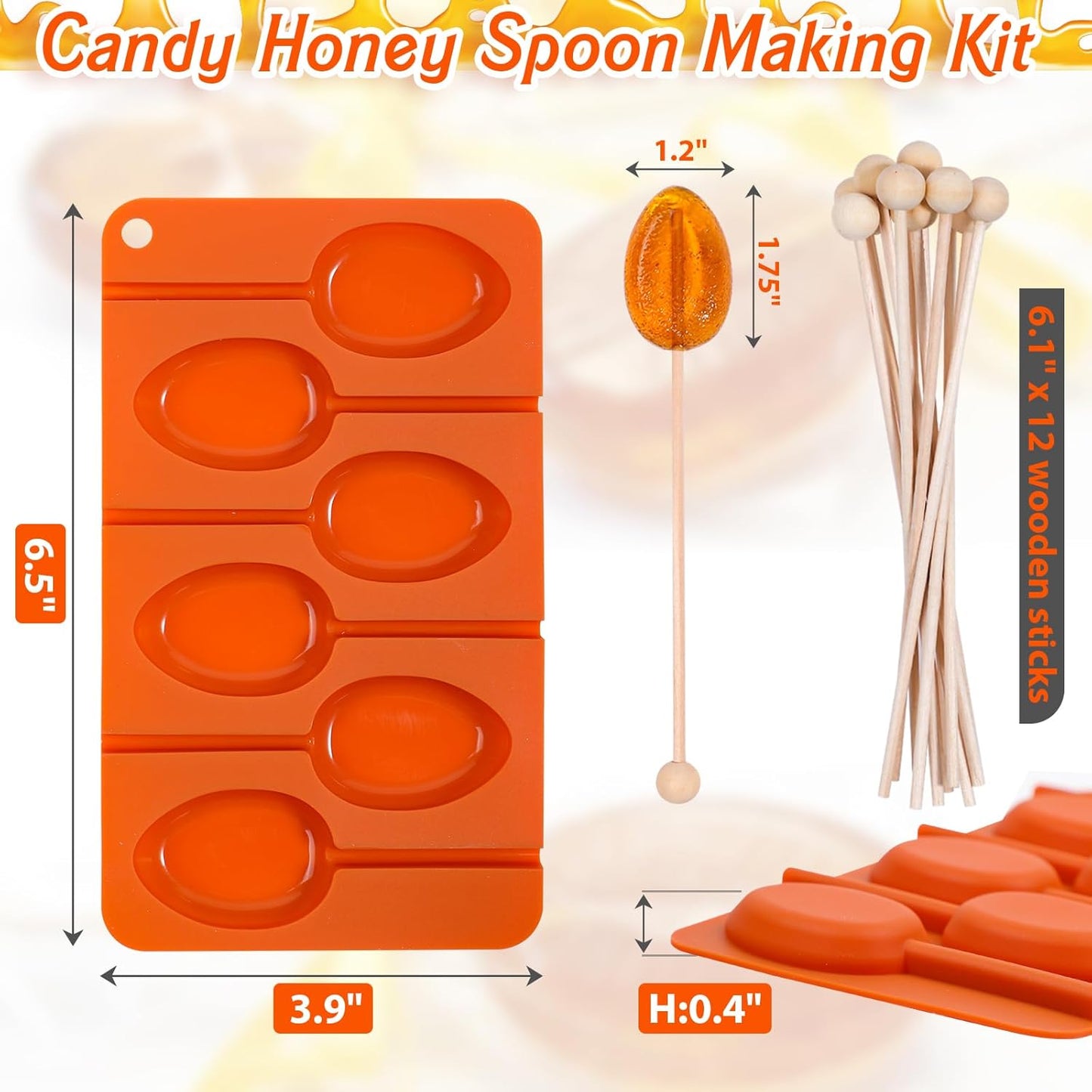 Kit de fabricación de paletas de cuchara de miel Webake con moldes de silicona y palitos de madera