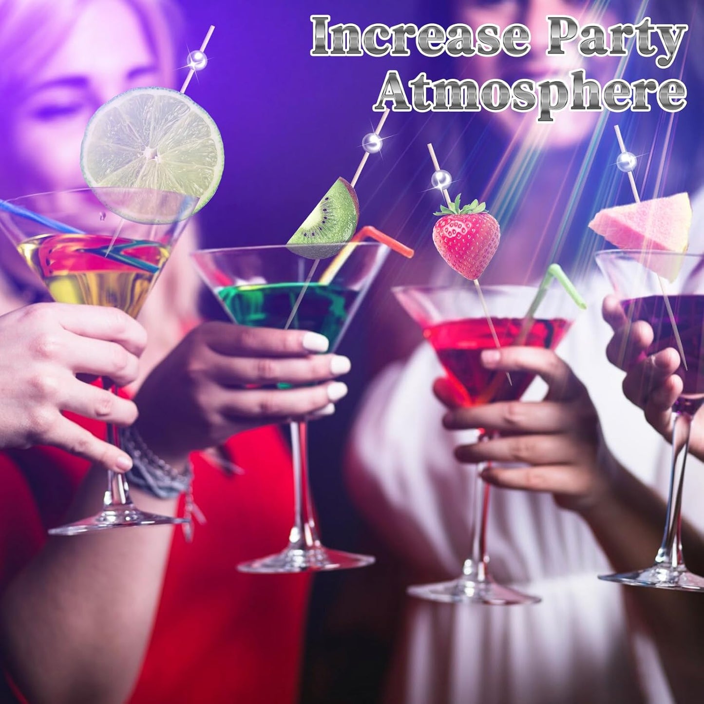 100 Palillos Cóctel Plateados 4.7pulg para Aperitivos