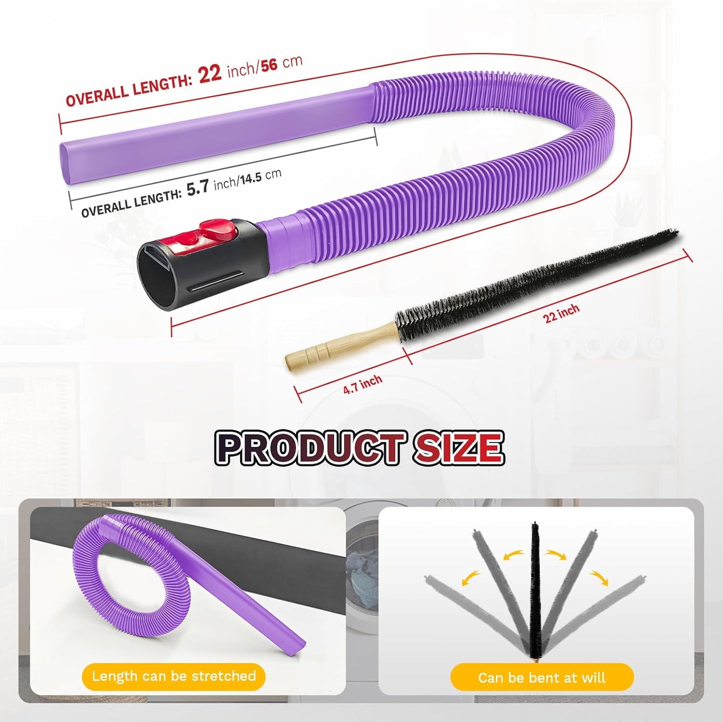 Kit limpiador ventilación secadora 2 pzas cepillo flexible