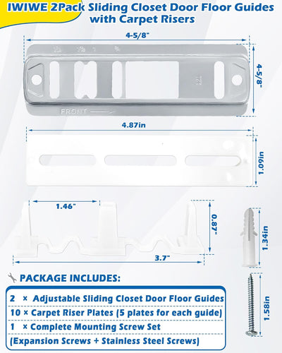 Guías piso ajustables para puerta corrediza armario paquete 2