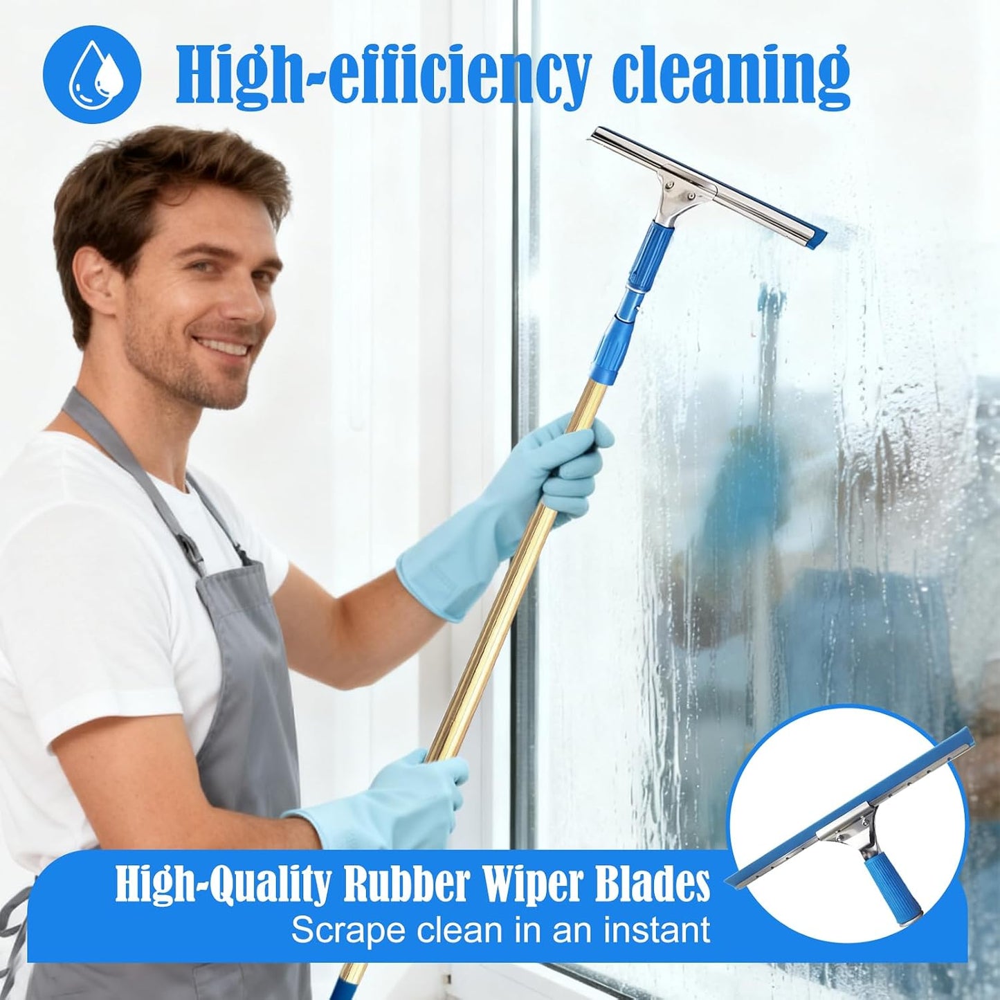 Kit poste agua 35ft cepillo vidrio ajustable para limpieza solar