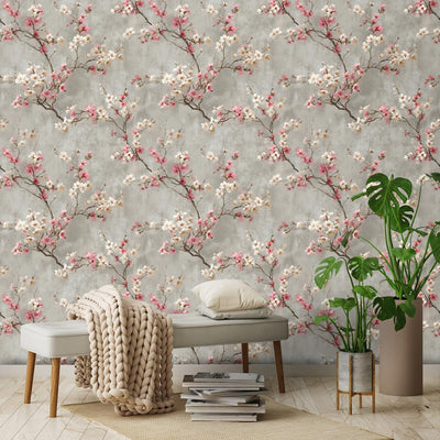 Papel tapiz autoadhesivo flores ramas 17.7x118pulg