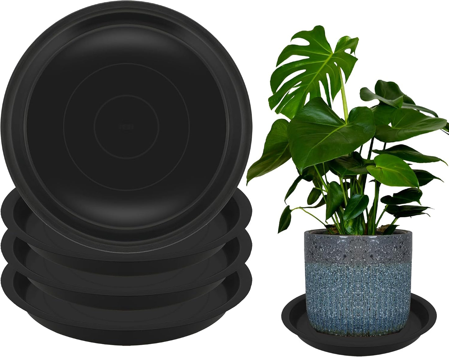 4 Platillos Plástico 14pulg para Macetas Interiores y Exteriores