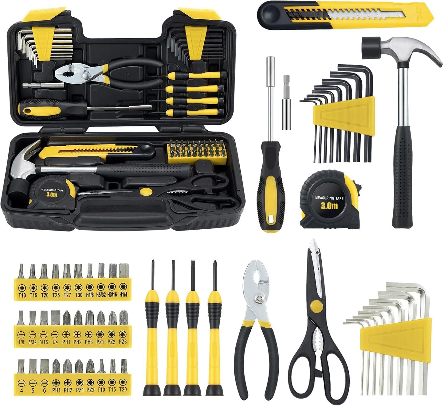 Set 58 Pzas Kit Herramientas Hogar con Estuche Plástico