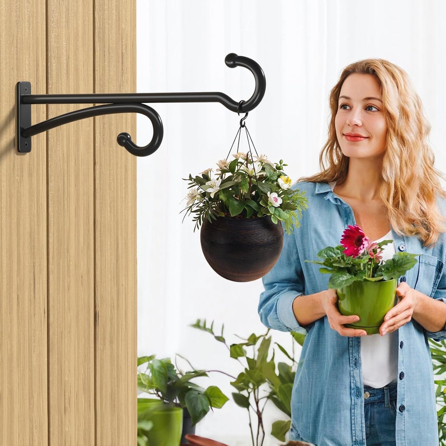 Ganchos para plantas 14pulg colgadores exterior e interior