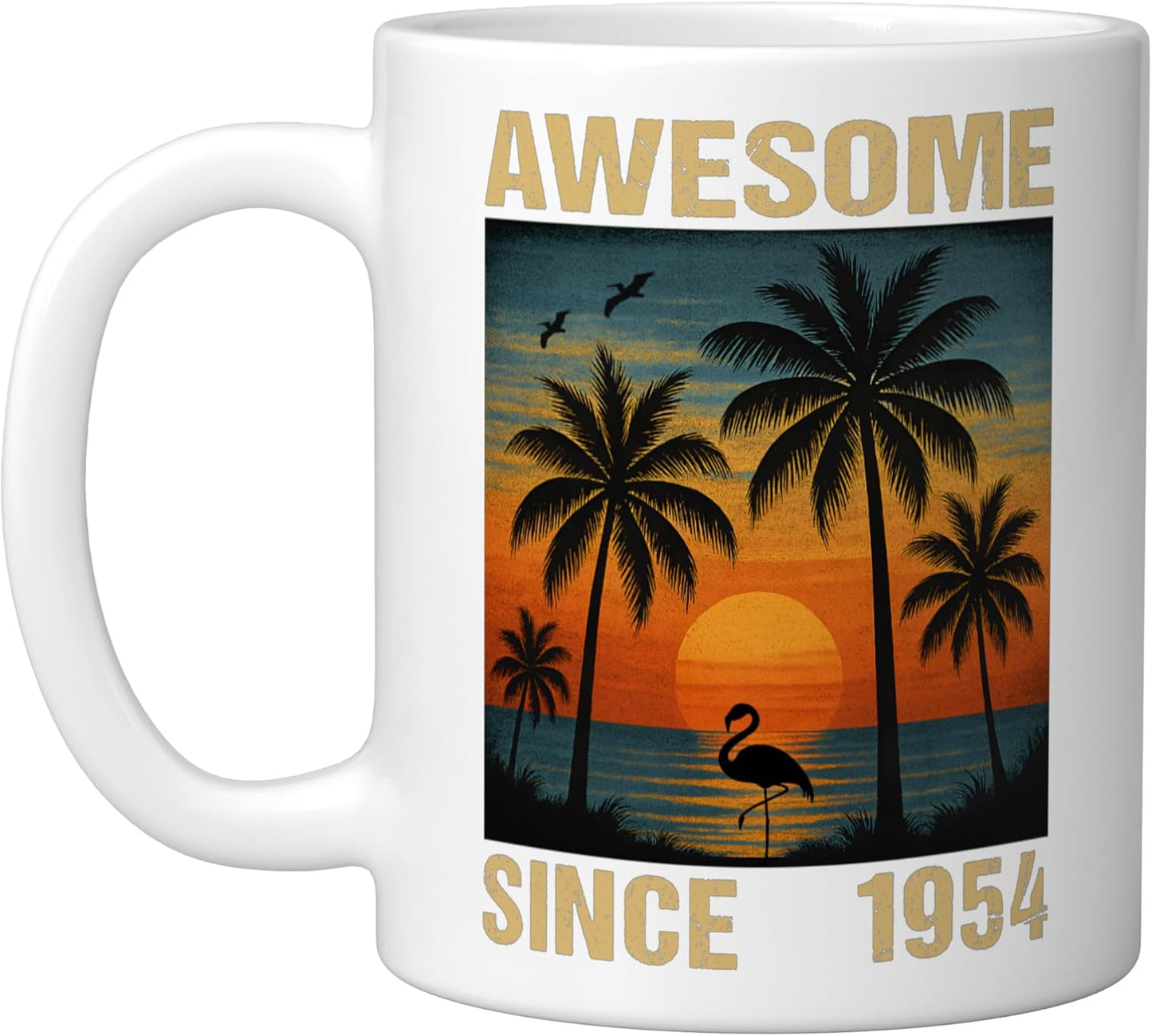 Taza Cerámica Flamenco Palma Blanca 72 Años