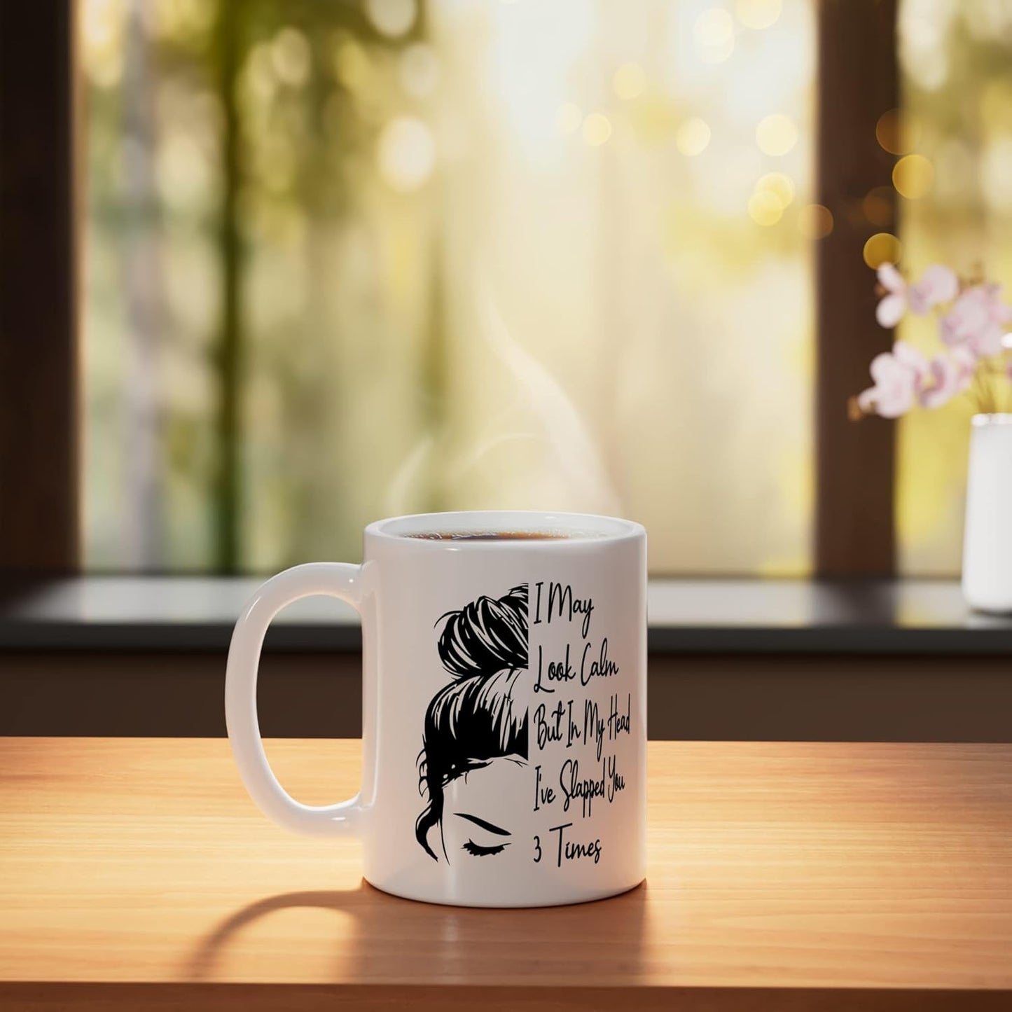 Taza de cerámica blanca I May Look Calm But In My Head I've Slapped You 3 Times