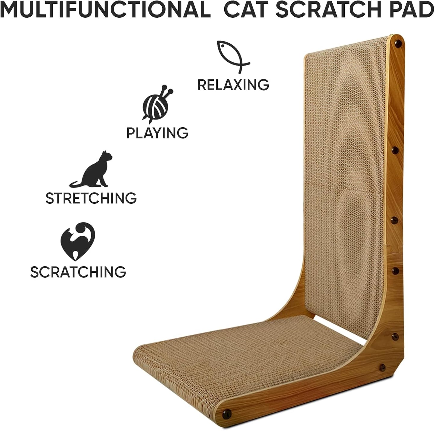 Rascador para gatos en L 26pulg cartón sostenible vertical