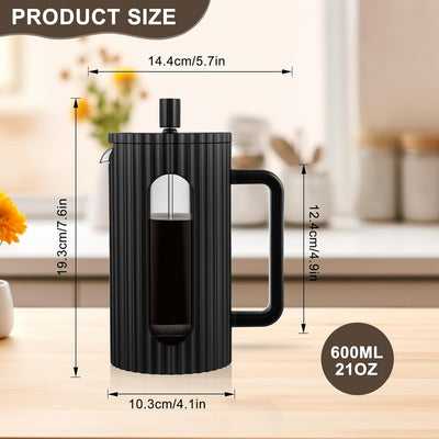 Cafetera de prensa francesa 21 oz jarra de vidrio borosilicato resistente al calor