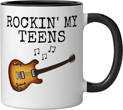 Taza de café para adolescente guitarra Rockin' My Teens negro/blanco