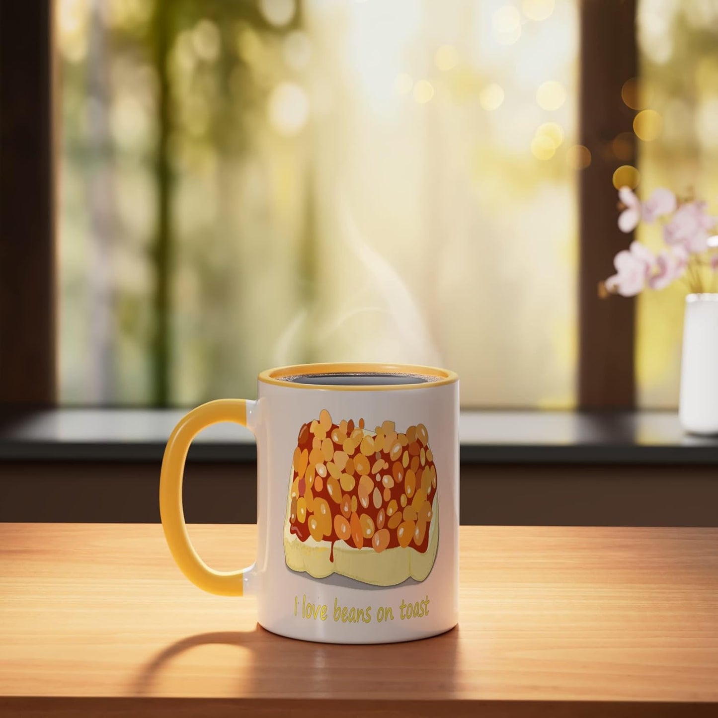 Taza Cerámica Beans On Toast Amarillo/Blanco
