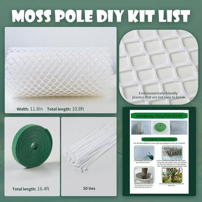 Kit malla plástica postes musgo para plantas trepadoras interiores