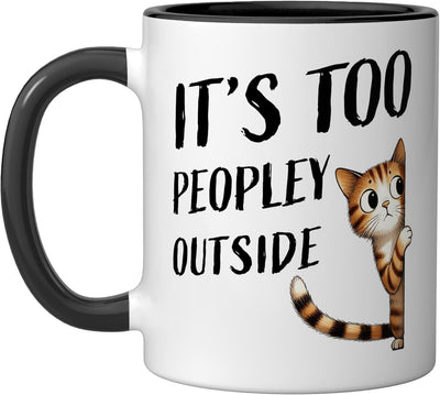Taza cerámica para gato introvertido Dicen que afuera hay demasiada gente