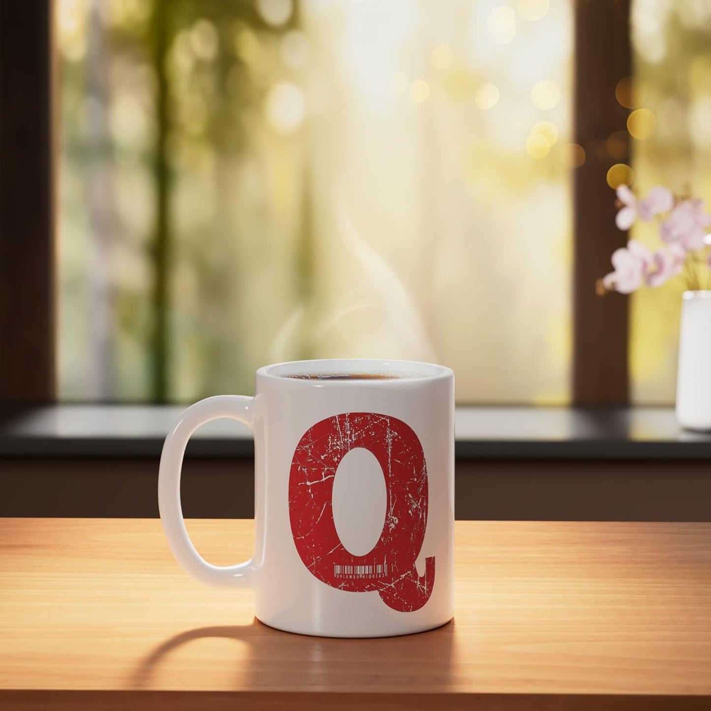 Taza Cerámica Monogram Q Blanca