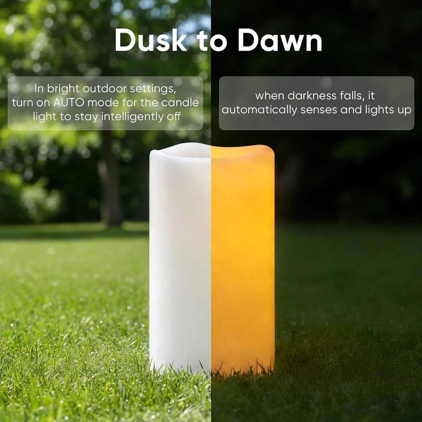Velas LED sin llama 3x6pulg sensor amanecer exterior set 2