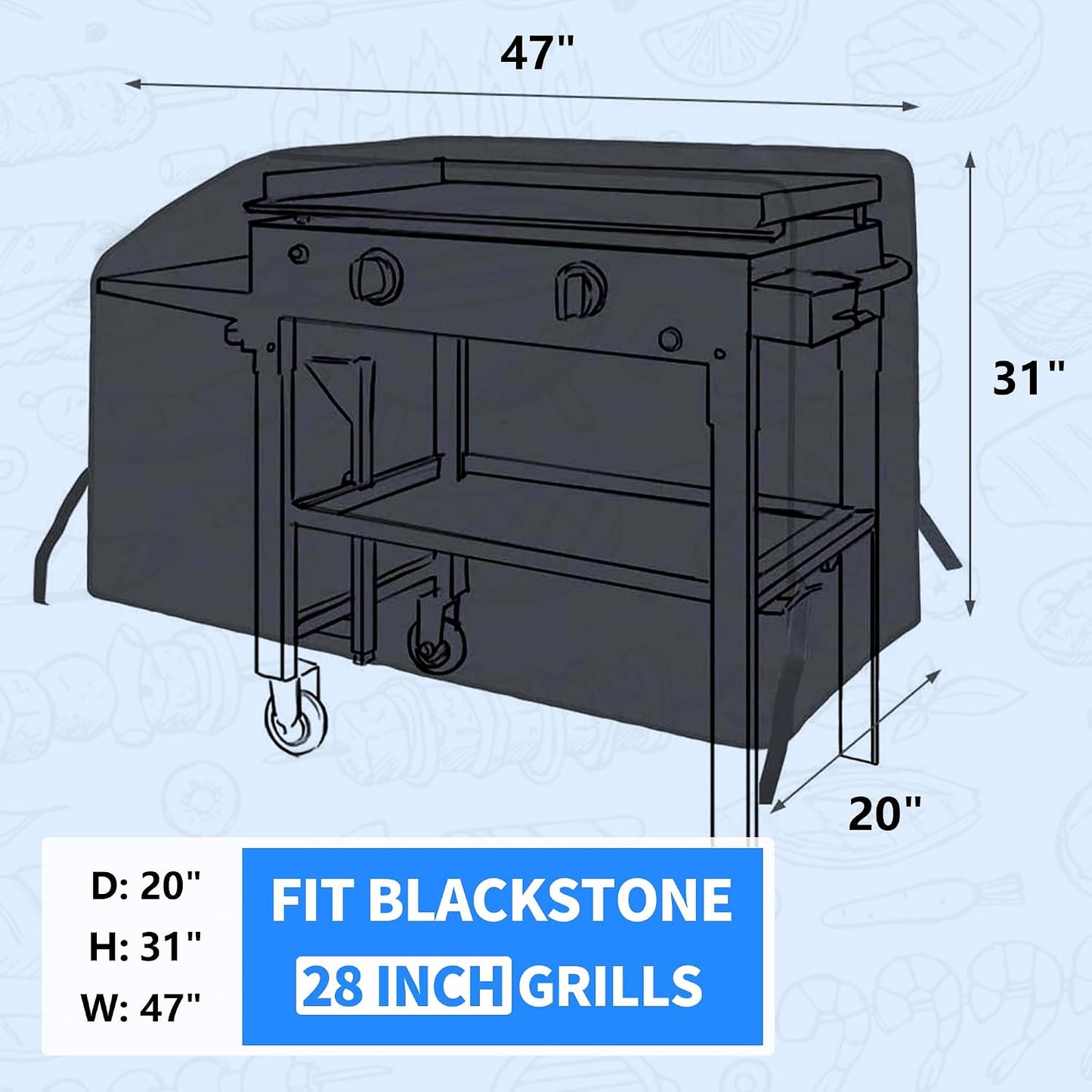 Cubierta parrilla 28pulg Blackstone impermeable poliéster