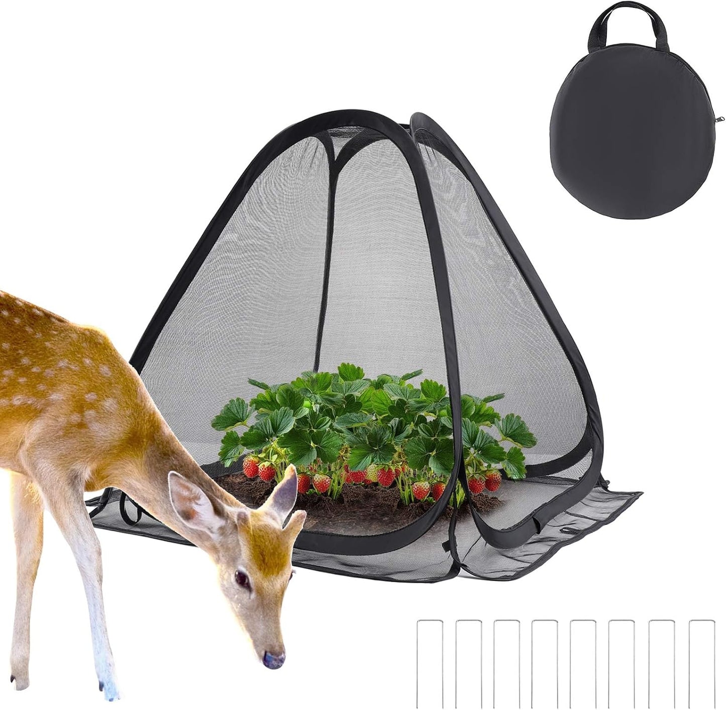 Cubiertas para plantas malla fina 22x22x23pulg con 8 estacas