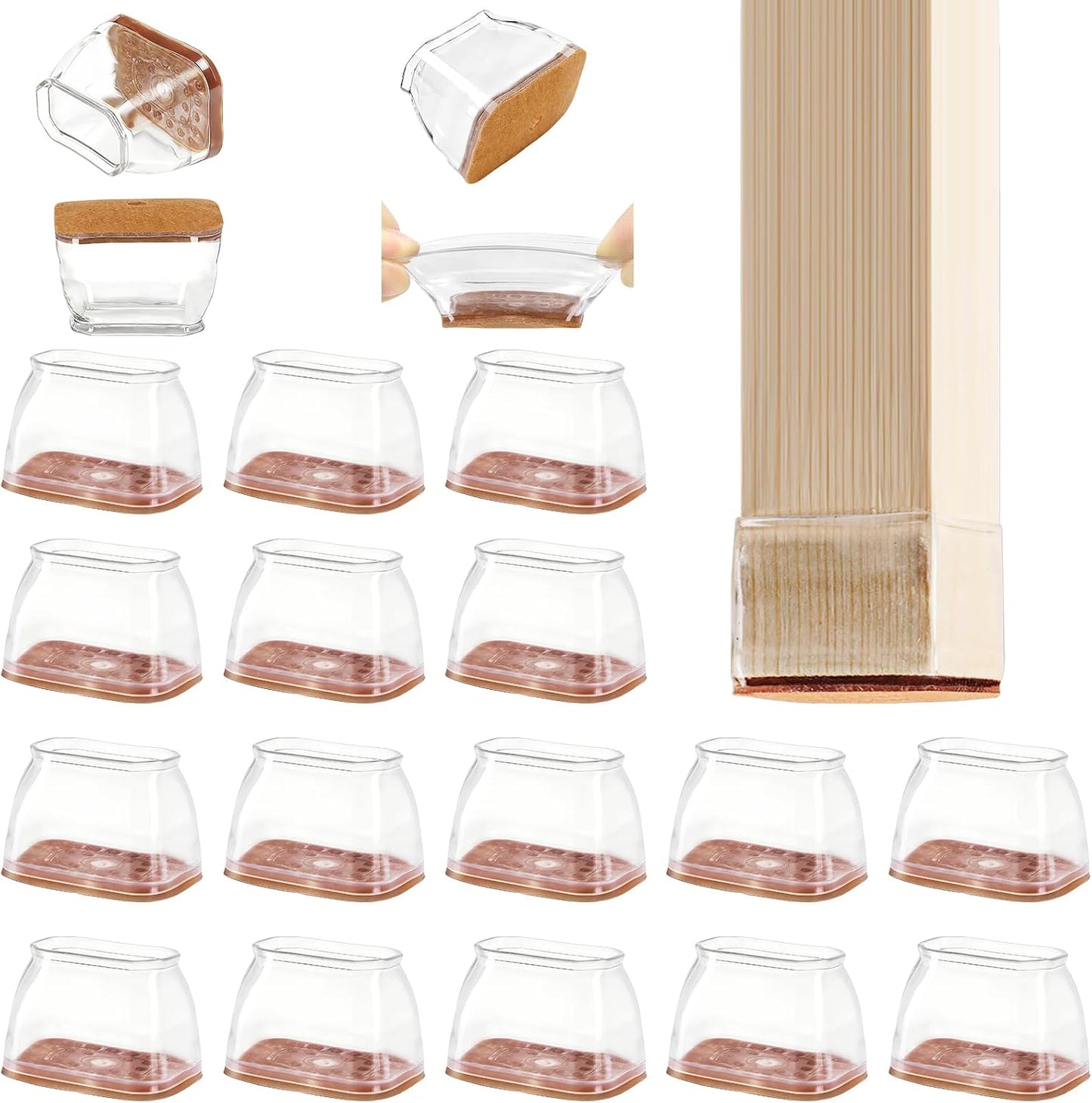 24 Tapas Fieltro Silicona Protección Patas Silla Madera