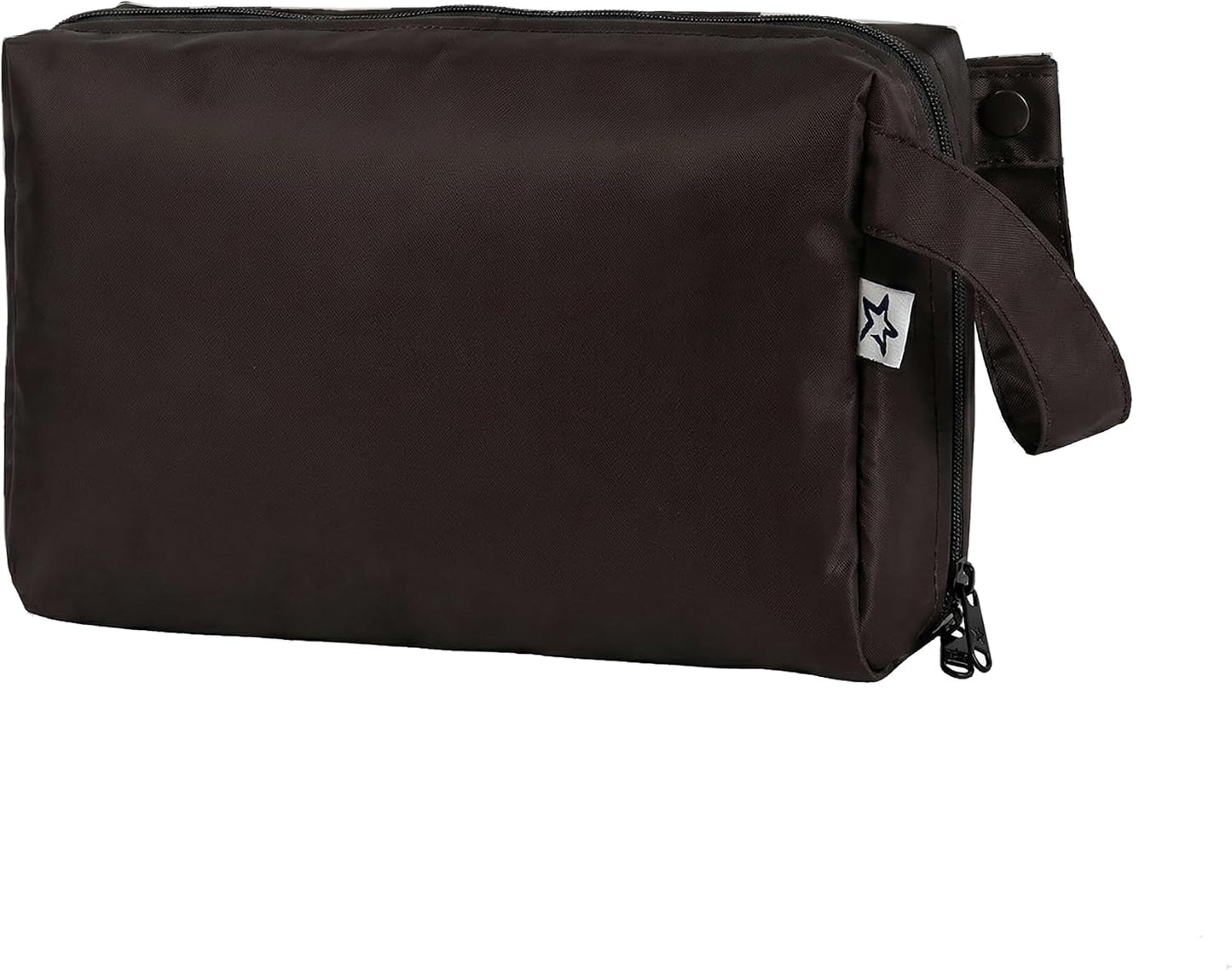 Bolsa maquillaje impermeable con compartimentos asa viaje negro