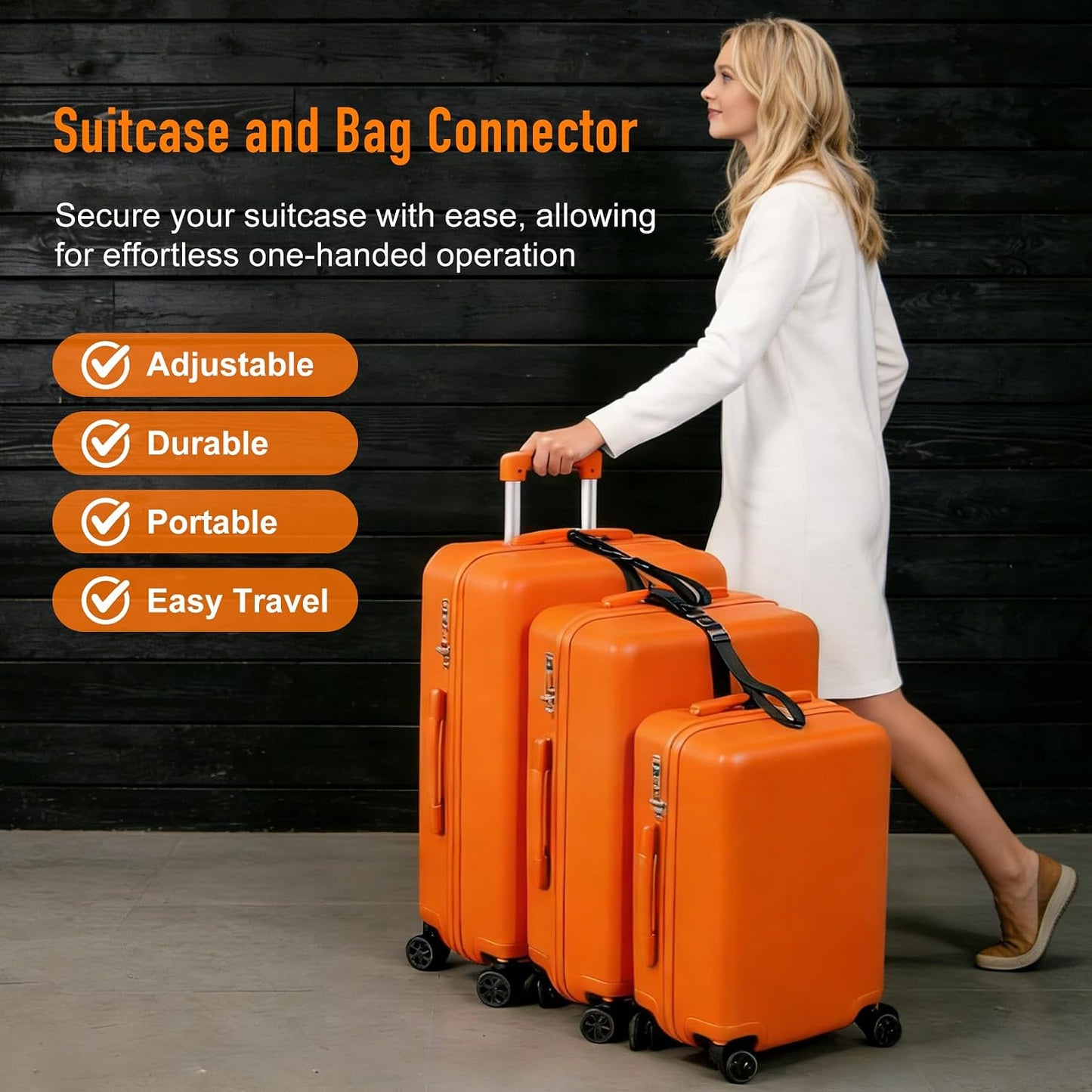2 Correas de equipaje nailon ajustable con hebilla metal