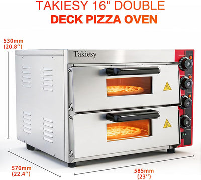 Horno para pizza acero inox 16 pulg doble decker