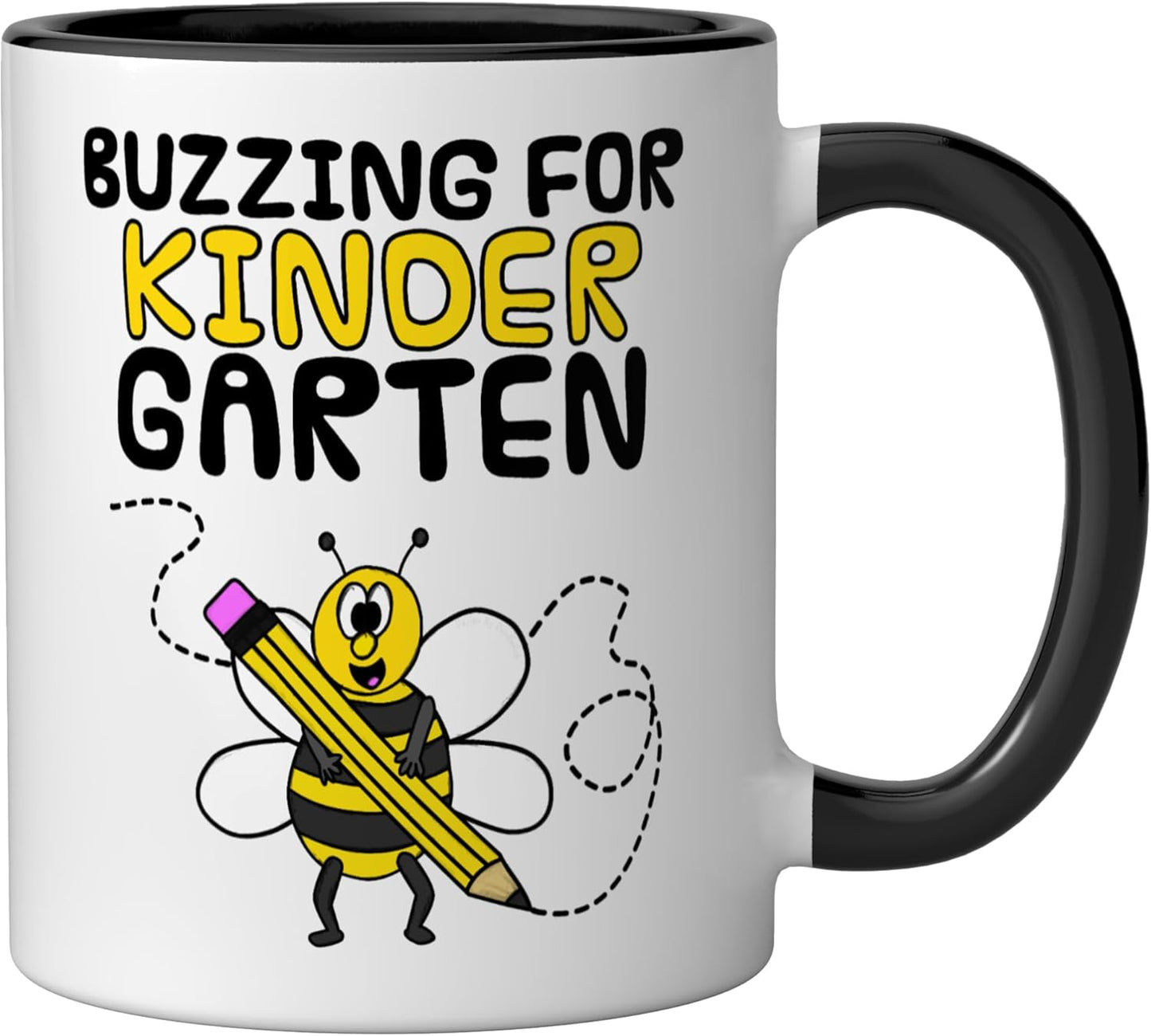 Taza cerámica para maestro kindergarten con tema abeja y primer día de clases