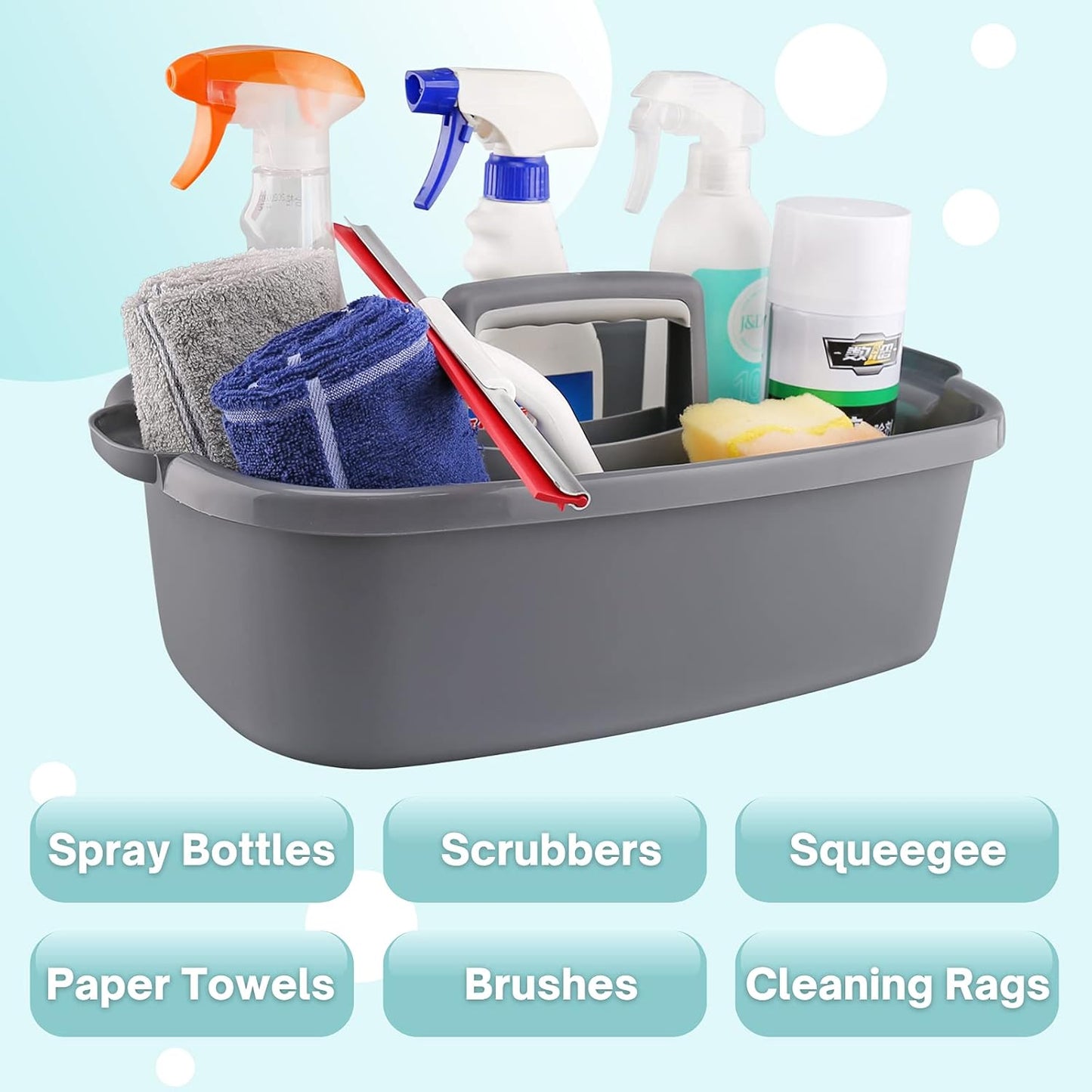 Cubo plástico organizador limpieza hogar asa color gris