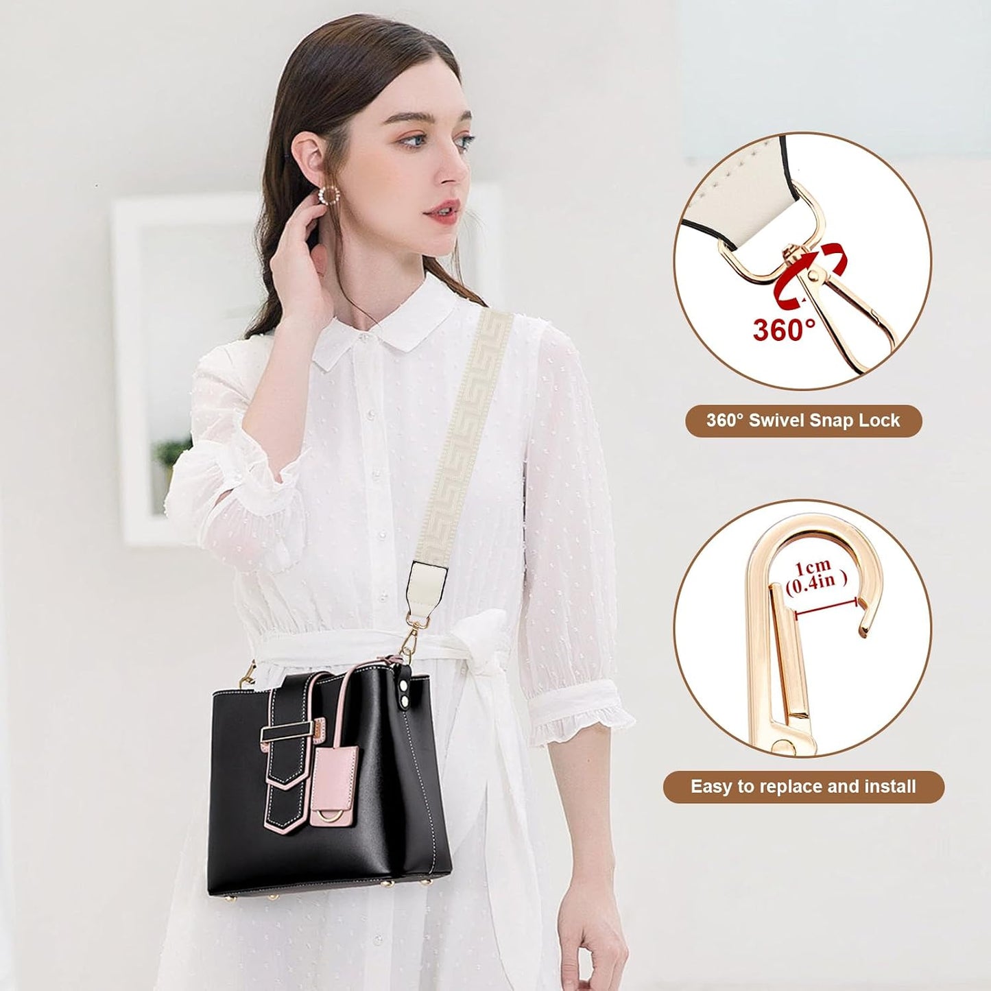 Correa hombro ancha 3.8cm ajustable para bolsos mujer