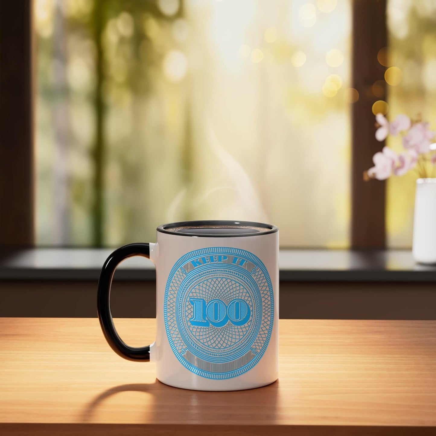 Taza Cerámica con Diseño Azul y Blanco