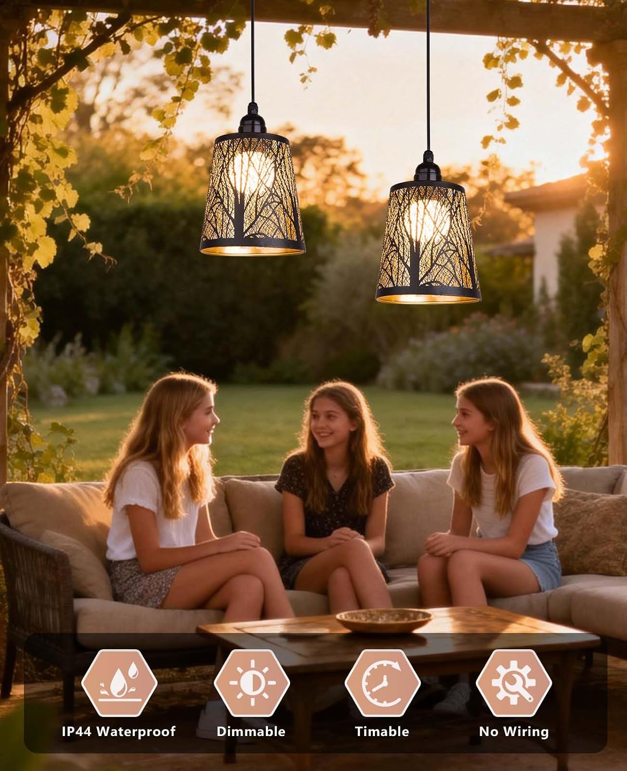Lámpara araña a pilas IP44 para exteriores luces glorieta