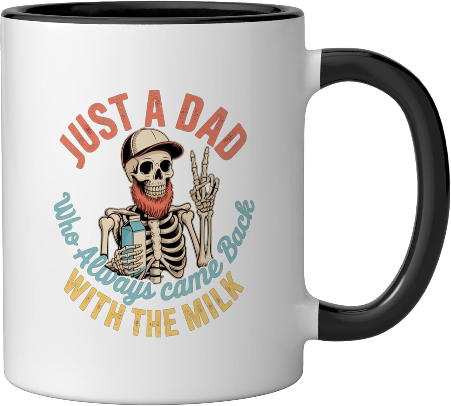 Taza Cerámica Papa Just A Dad con Leche Negro/Blanco