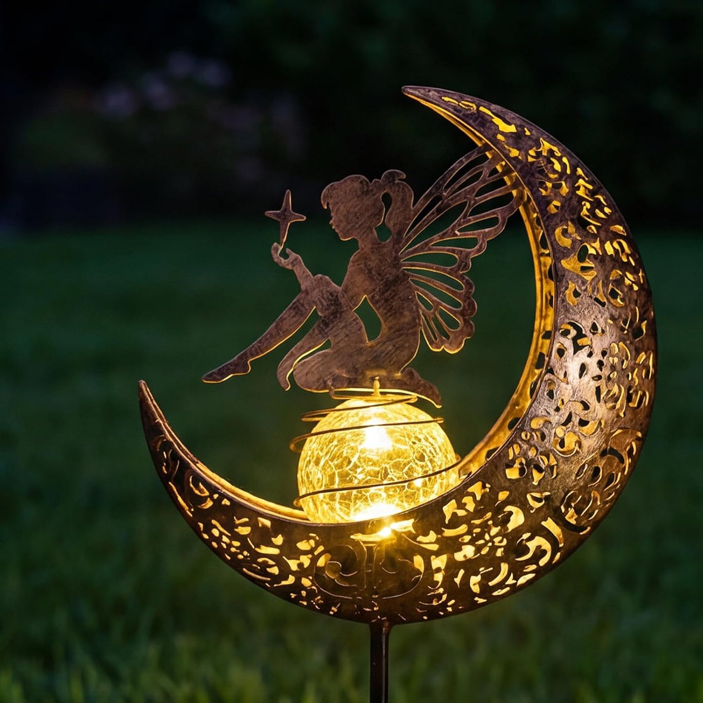 Decoración solar hadas jardín luz luna estaca patio