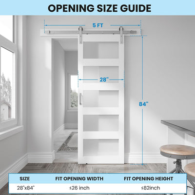Puerta granero vidrio 28x84pulg asa níquel cepillado 5ft