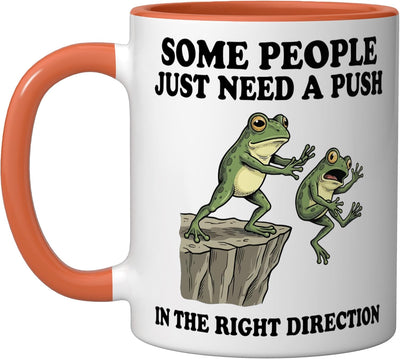 Taza Cerámica para Empujar en la Dirección Correcta Naranja/Blanco