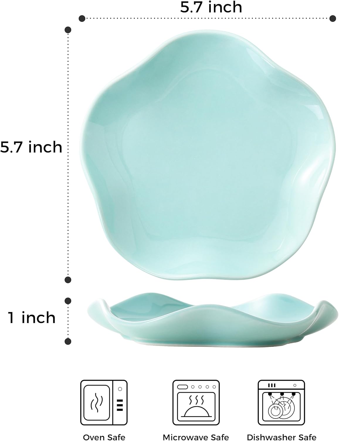 Soporte para cuchara de cerámica en forma de flor turquesa