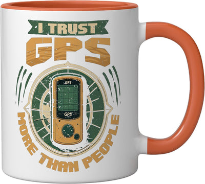 Taza Cerámica Geocaching I Trust GPS Naranja/Blanco