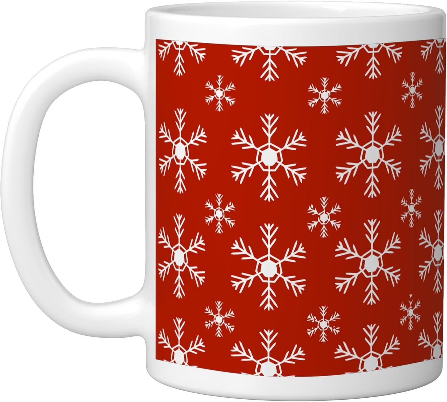 Taza Cerámica Roja Diseño Invierno Copo Nieve