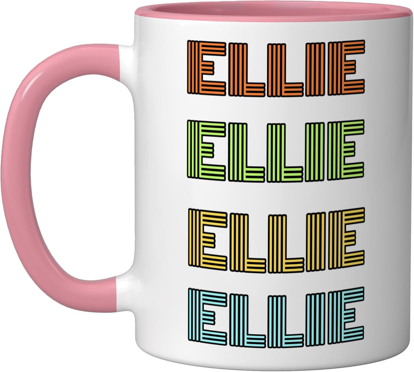 Taza Cerámica Ellie Clásica Rosa/Blanca