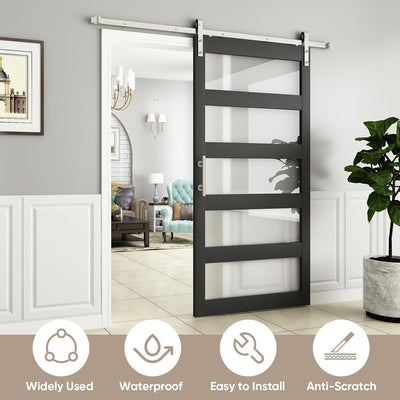 Puerta granero vidrio esmerilado 42x84pulg con herrajes níquel