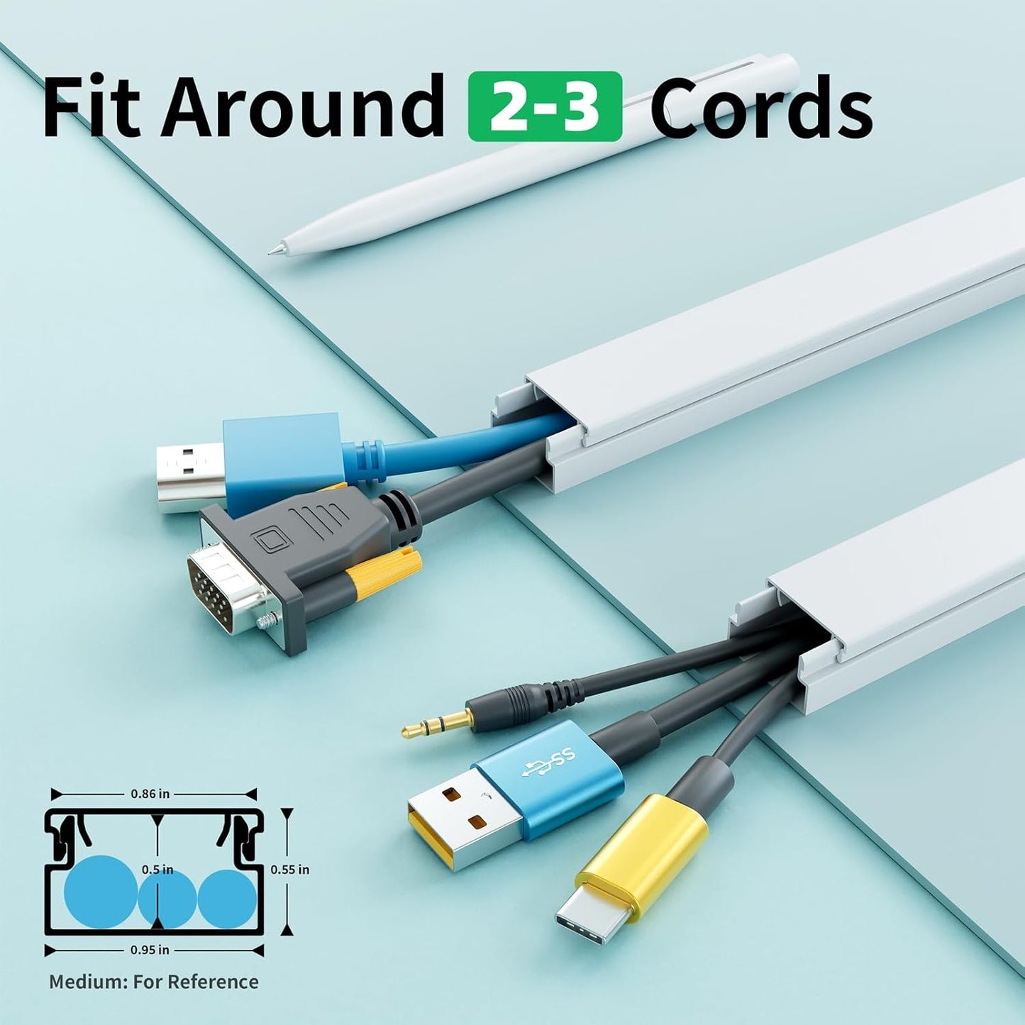Kit cubiertas cable autoadhesivas 100pulg para TV pared