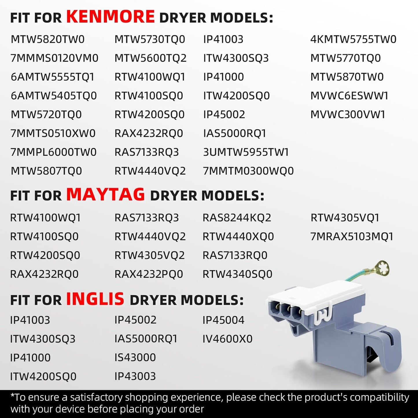 Interruptor puerta secadora comp Maytag MTW5820TW0