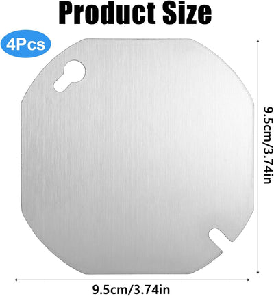 4 Pzas Placas Octagonales Caja Eléctrica Metal Galvanizado