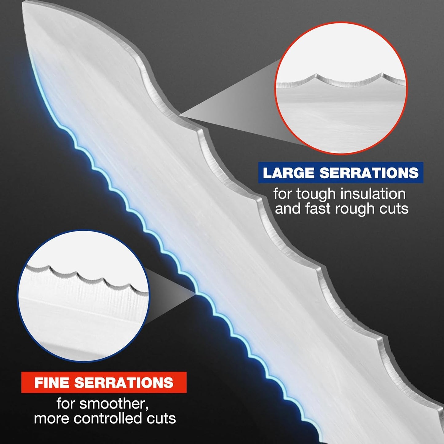 Cuchillo aislante doble filo acero inox para espuma roca y césped