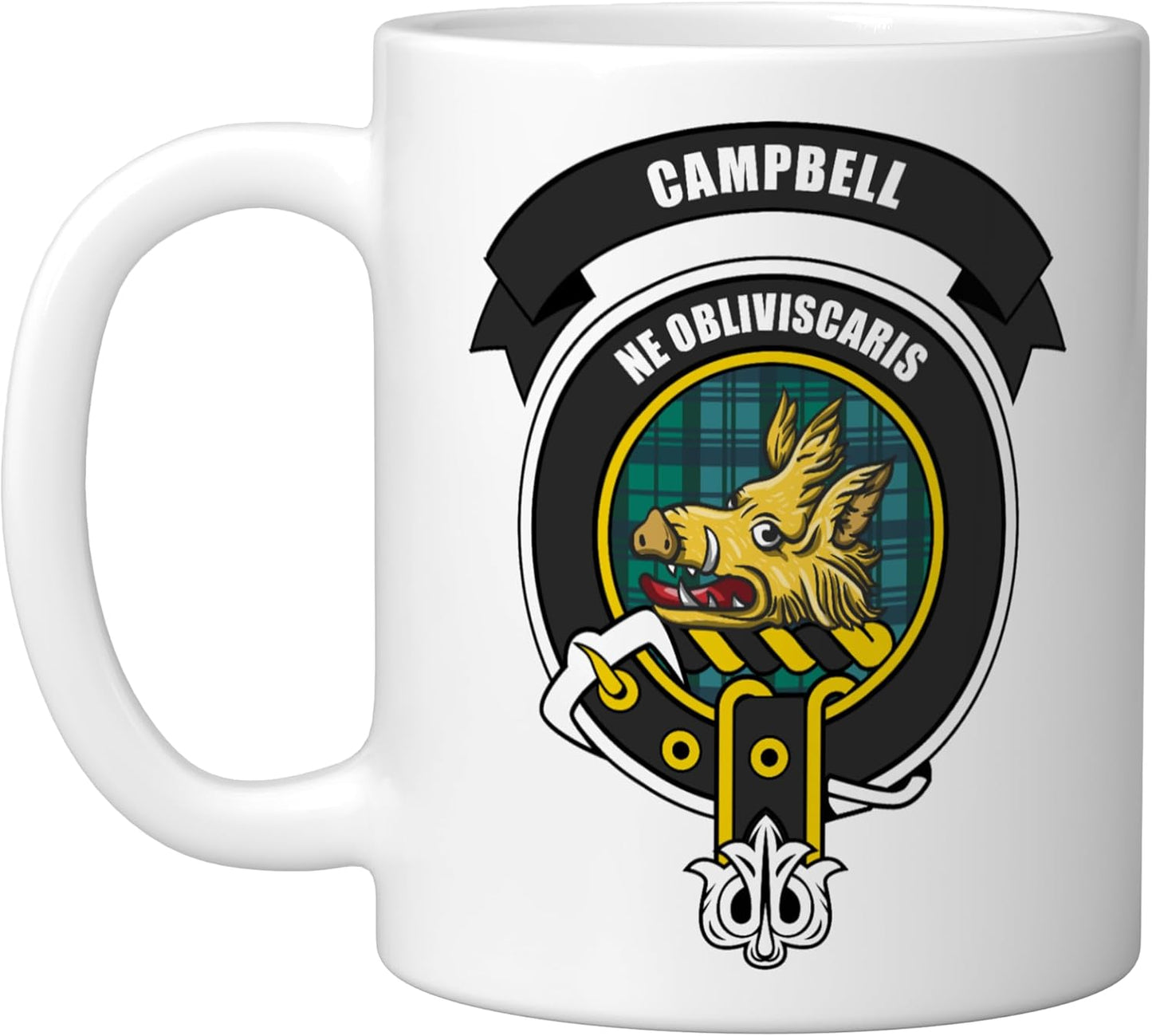 Taza Cerámica Escocesa Clán Campbell Blanca