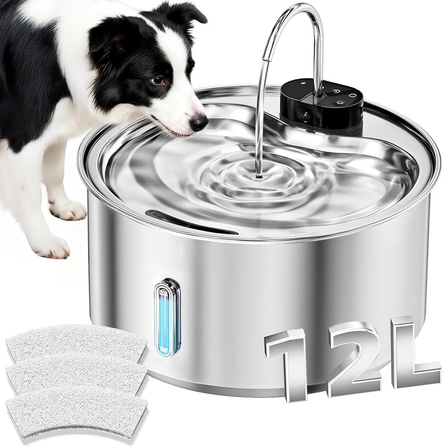 Fuente agua perros inalámbrica 12L acero inox sensor